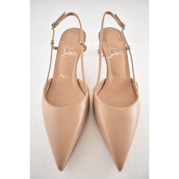 Christian Louboutin Condoroline 55 Blush Nude Leather Slingback Heel Pump 38 - Picture 9 of 13